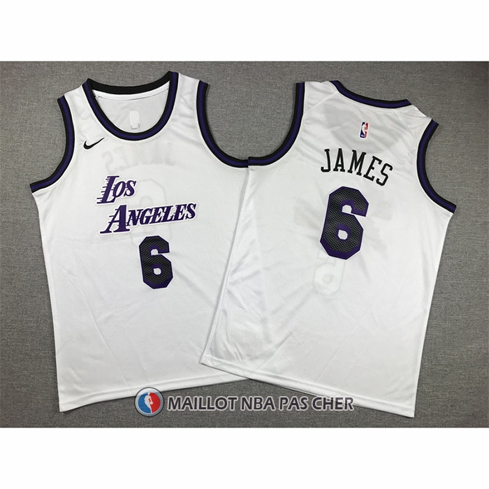 Maillot Enfant Los Angeles Lakers LeBron James NO 6 Ville 2022-23 Blanc